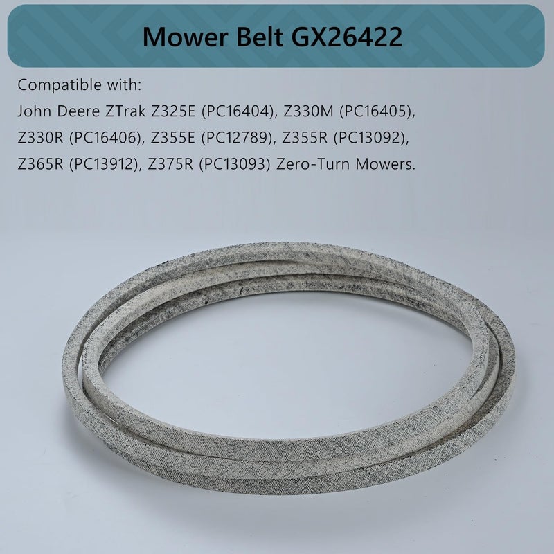 Holdly حزام جزازة 0.5x146 GX26422 لجون دير Z325E، Z330R، Z355R، Z375R، Z330M، Z355E، Z365R ZTrak Zero Turn Mowers، حزام قيادة جزازة العشب المتين من كيفلار GX26422 - Image 2